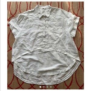 Free People Womens white Linen Blend Button Front Shirt.